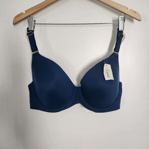 SOMA Women's Dark Teal Blue Embraceable Lace Trim Wired Molded Cup Bra 38DD NEW